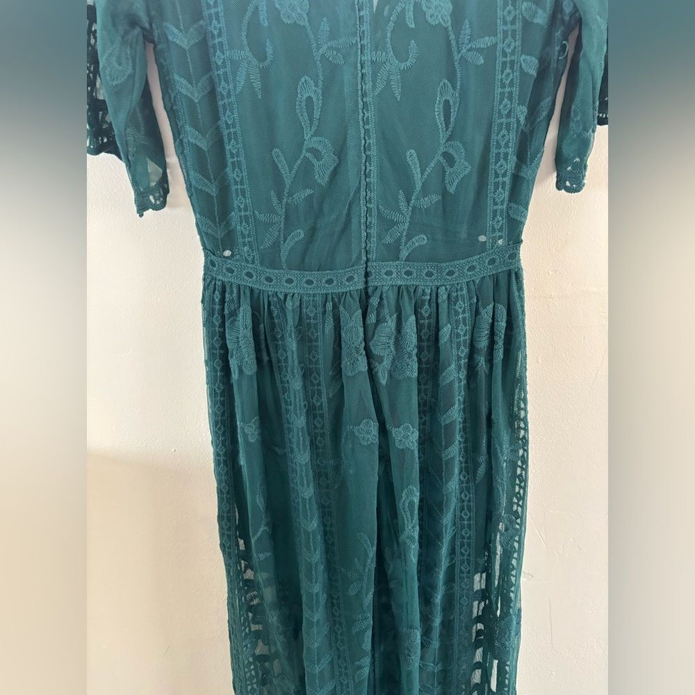 Socialite Teal Lace Maxi Romper Dress Small - Picture 11 of 13
